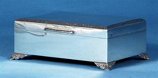 A 1960s silver rectangular cigarette box, gross 12.4 oz/387 grams.